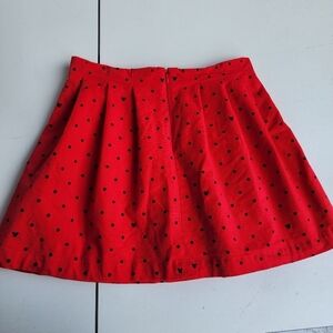 Oh My Disney Minnie Mouse Girls Pleated Skirt Red Black Polka Dot Size S